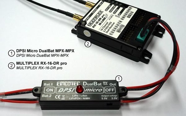 DPSI Micro DualBat 5.9V/7.2V MPX-1xMPX Akkuweiche