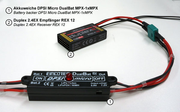 DPSI Micro DualBat 5.9V/7.2V MPX-1xMPX Akkuweiche