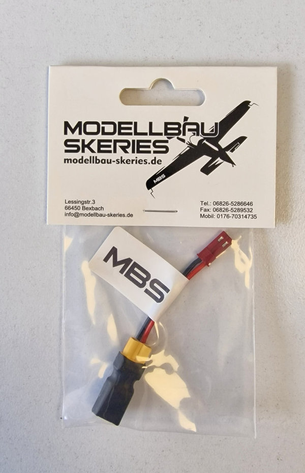 MBS Adapter XT30 Buchse auf XT30 Stecker mit 1x JST Buchse parallel