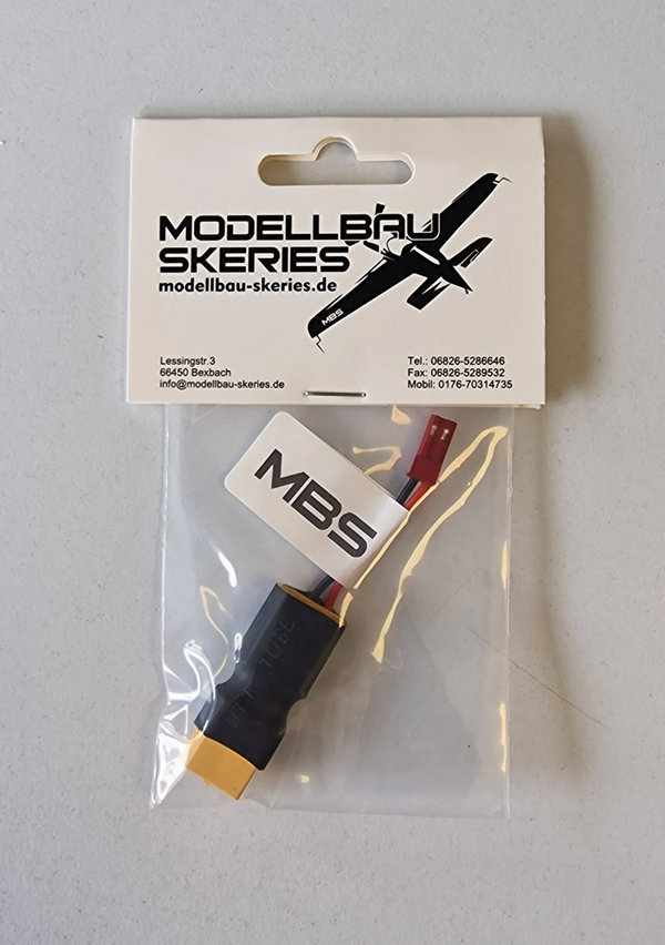 MBS Adapter XT60 Buchse auf XT60 Stecker mit 1x JST Buchse parallel